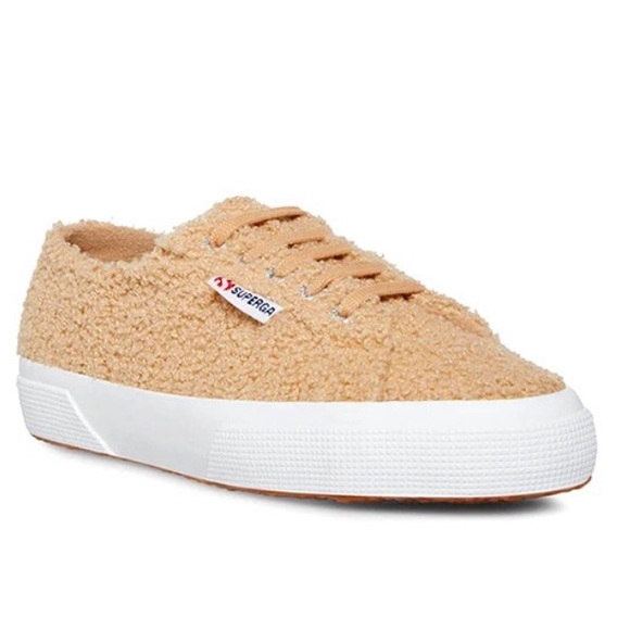 Superga Beige Shearling Lace Up Sneaker Women’s EU Size 39.5 NEW - Picture 4 of 5